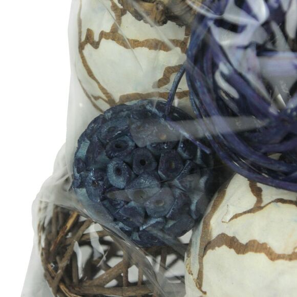 18 Piece Natural Peacock Blue, White and Brown Exotic Dried Organic Decor Balls - Picture 3 of 6